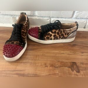 Christian Louboutin Leopard and Red Studded Sneakers